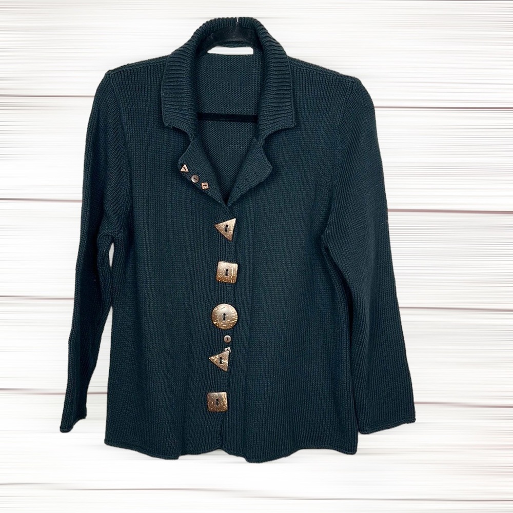 Lulu-B Black Cardigan with Unique Buttons